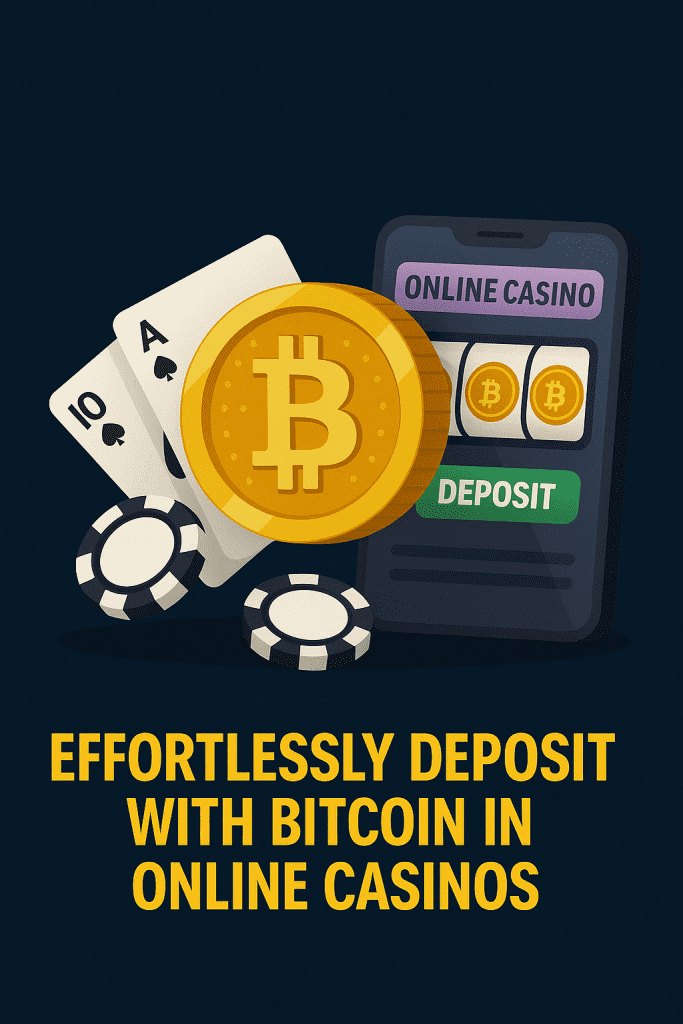 Bitcoin deposit in online casino with digital wallet illustration